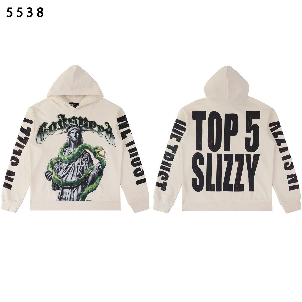 Godspeed Top 5 Slizzy Statue & Snake Graphic Hoodie — comparison