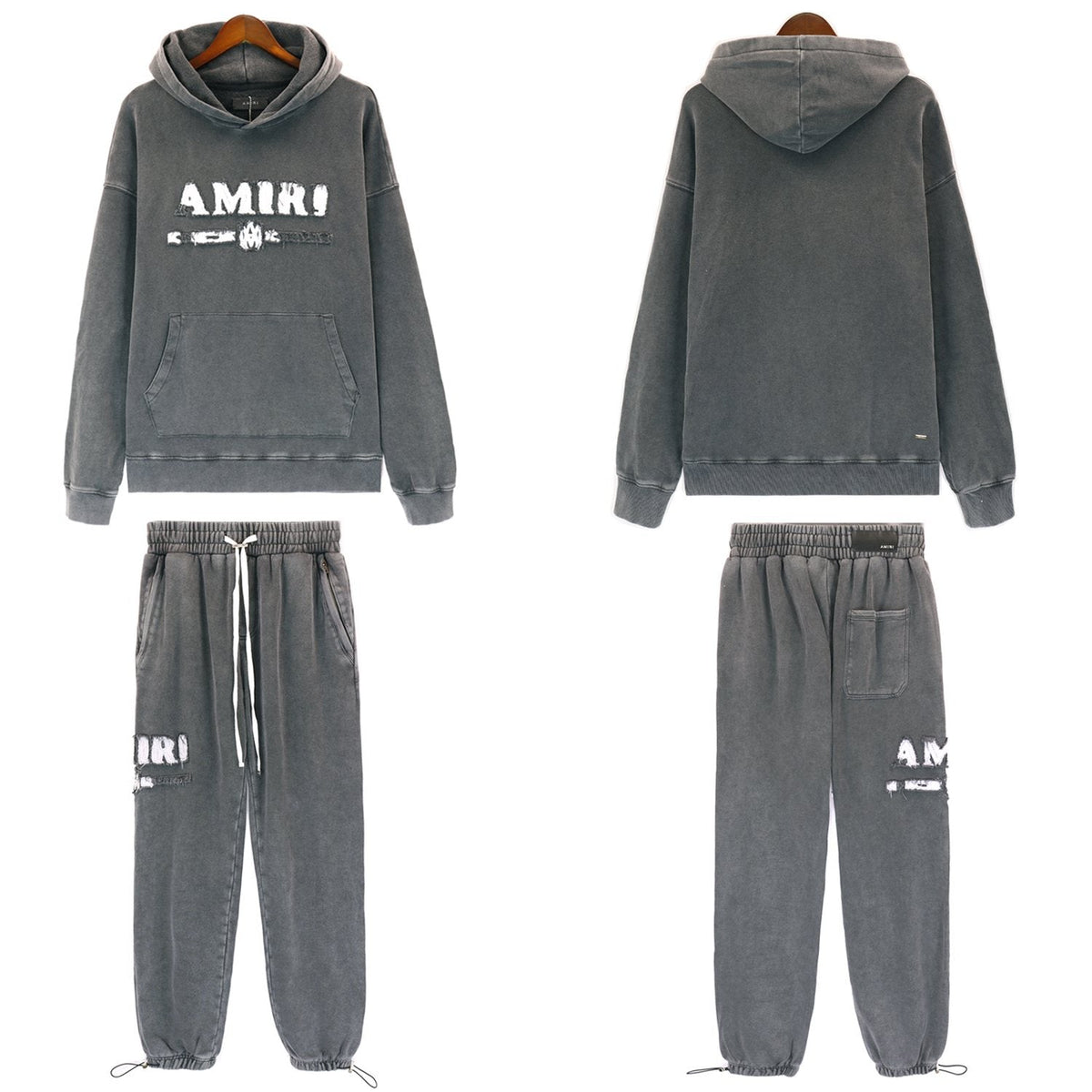 AMIRI Washed Dark Gray Graphic Hoodie — context